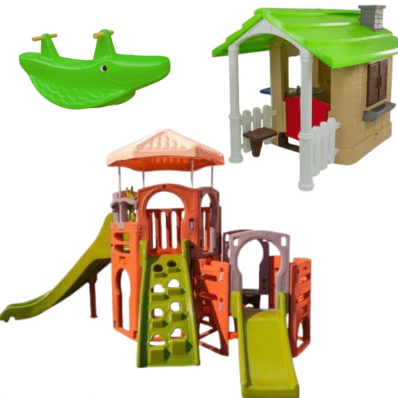 Kit Playground + Casinha + Gangorra Dupla
