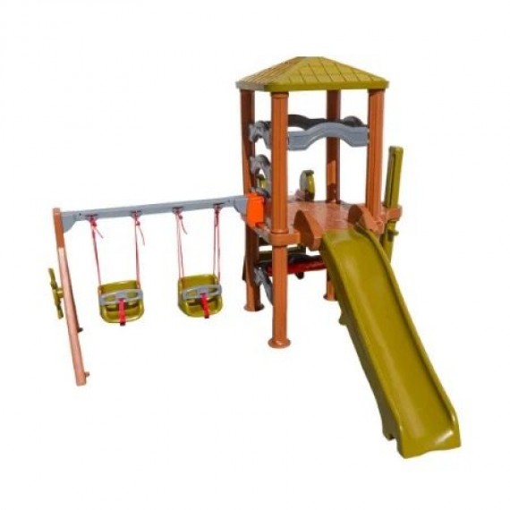 Playground Infantil Casa na Árvore Dino Play com Balanço Bebê 